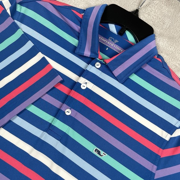 Vineyard VinesPolo Shirt Mens Small Multicolor Striped Golf‎ Stretch Performance - Picture 1 of 9